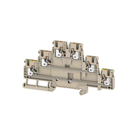 A3T 2.5 FT-FT-PE Průchozí svorka, PUSH IN, 2.5 mm², 800 V, 24 A, Tmavě béžová