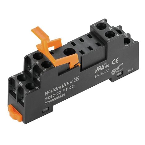 SDI 2CO F ECO D-SERIES DRI, Reléová základna, Počet kontaktů: 2 CO contact, Trvalý proud: 
