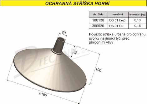 OS 01 Ochranná stříška horní - do otvoru - 20mm 2