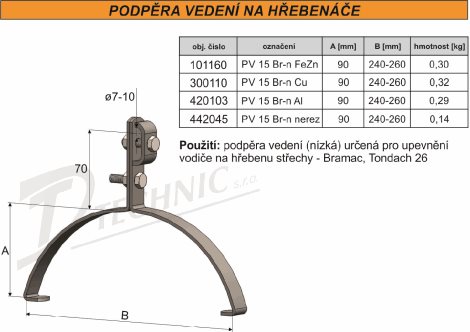 PV 15 Br - n. Podpěra vedení na hřebenáče Bramac - nízké 240-260 2