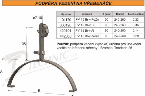 PV 15 Br - v. Podpěra vedení na hřebenáče Bramac - vysoké 240-260 2
