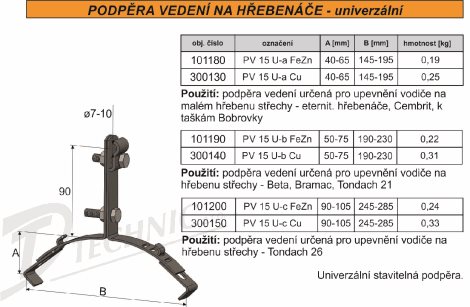PV 15 U-c Podpěra vedení na velké hřebenáče univ.245-285 2