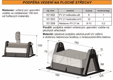 PV 21 betk.o 8 Podpěra vedení na ploché střechy - bet.kostka 2