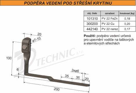PV 22 Podpěra vedení na lep.krytinu a pod eternit 2