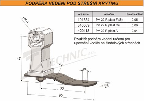 PV 22 R plast Podpěra vedení pod šindel - plastový držák 2