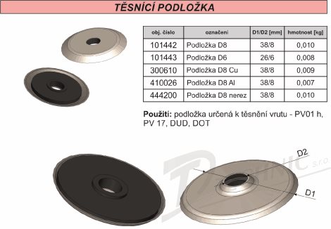 Podložka D8 Podložka plechová s gumou k PV 17 3
