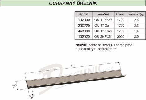OU 2,0L Ochranný úhelník tažený - 2000mm - 30x30x3 2