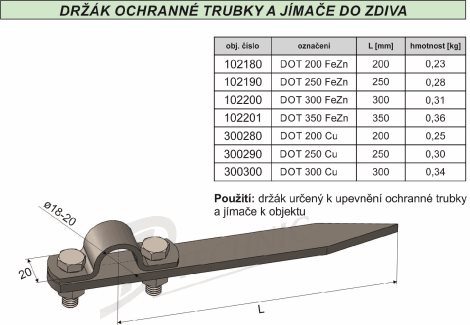 DOT 200 Držák ochranné trubky - špička - L=200 mm 2