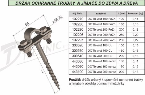 DOTb vrut 100 Držák ochranné trubky s vrutem - 8x100mm 2