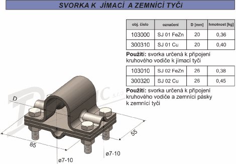 SJ 01 Svorka k jímací tyči 2