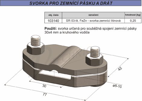 SR 03 - lit. Svorka zemnící pro spojovací pás - drát - litina 2