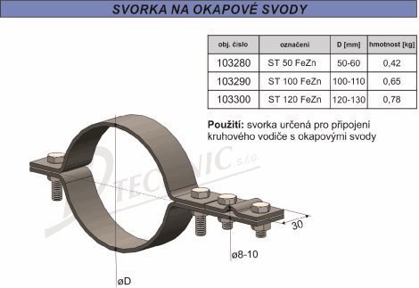 ST 120 Svorka na okapové potrubí - 120-130 mm 2