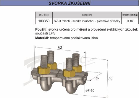 SZ lit/plech. Svorka zkušební 2