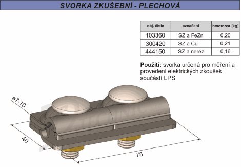 SZa Cu Svorka zkušební plechová 2