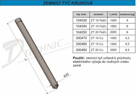 ZT 2,0 Zemnící tyč - 2000mm 2