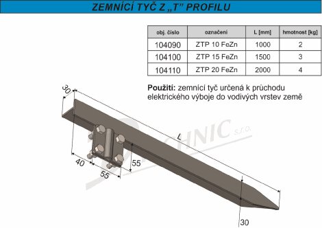 ZPT 15 Zemnící profilová tyč se svorkou - 1500 mm 2