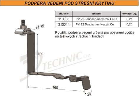PV 22 Tondach Cu Podpěra vedení pod krytinu - Tondach - univerzál 2