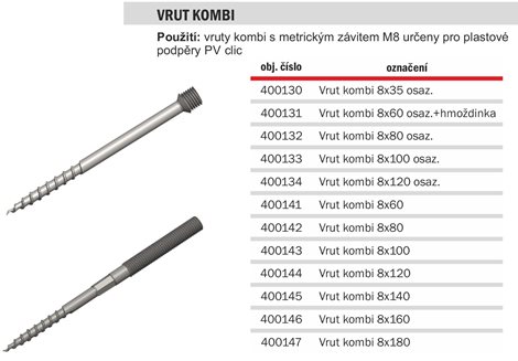 Vrut kombi 8x35 - k PV clic - s osazením 2