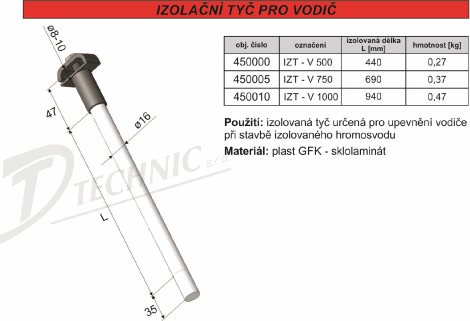 IZT-V 750 Izolační tyč pro vodič -   750 mm 2