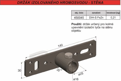 DIH-S Držák izolovaného hromosvodu-stěna 3