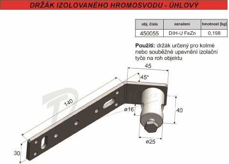 DIH-U Držák izolovaného hromosvodu-úhlový 2
