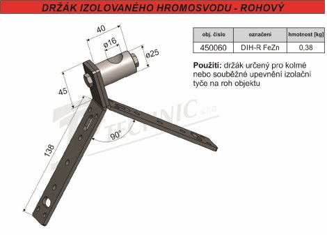 DIH-R Držák izolovaného hromosvodu-rohový 2