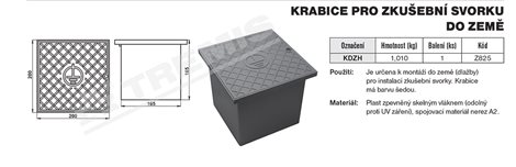 KDZH krabice pro zkušební svorku do země, šedá, hranaté rohy 3