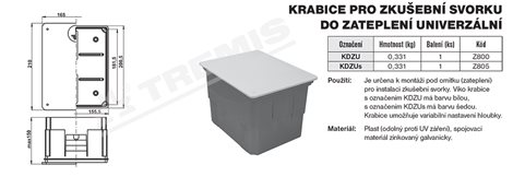 KDZUs krabice pro zkušební svorku do zateplení, šedá 2