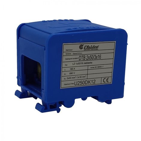 Distribuční blok DTB 2x50/3x16 modrý
