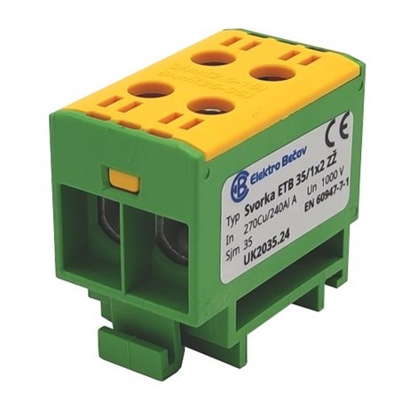 Svorka ETB 35/1x2 žluto-zelená