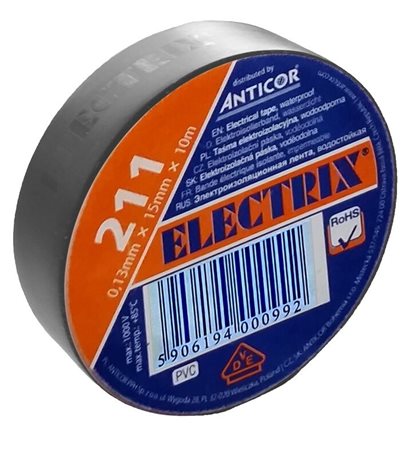 Izolační páska 211 PVC/15x10x0,13/šedá