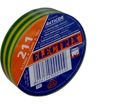Izolační páska 211 PVC/50x10x0,13/žluto-zelená
