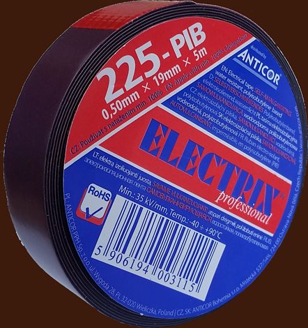 Izolační páska 225 PIB/19x5x0,5/ černá