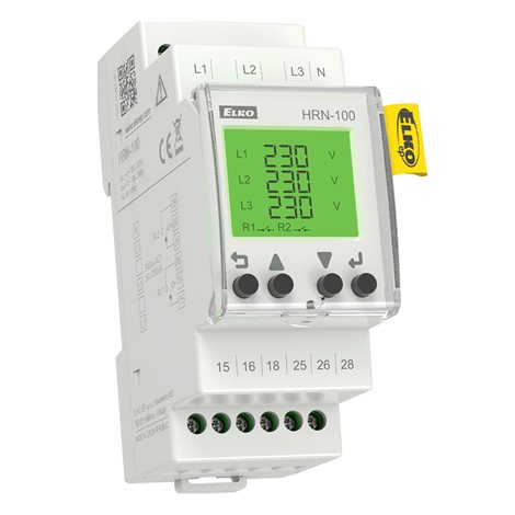 HRN-100 Hlídací multifunkční napěťové relé v 3F s LCD displejem