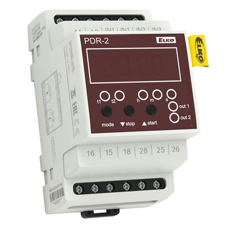 PDR-2B/UNI Programovatelné digitální relé, 2 relé v 1, 10 funkcí, výstup 2x16A, čas 100h