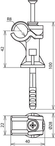 252000 DT DEHNfix plast šedý/FeZn, h/l= 42/60 mm 2