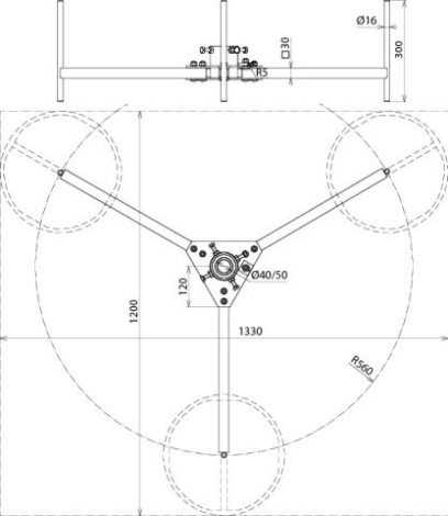 105200 trojnožka sklopná pro jímač do 3500/pr.50mm radius 560mm 2