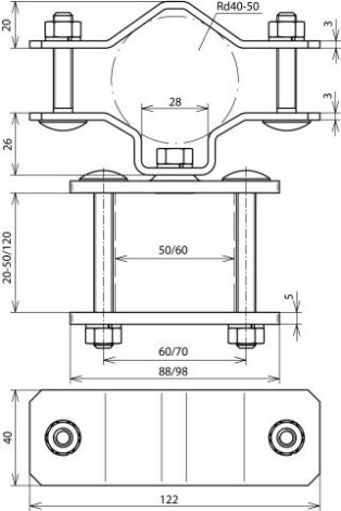 105356 objímka niro pro DEHNiso 20x20-50x50mm/50 2