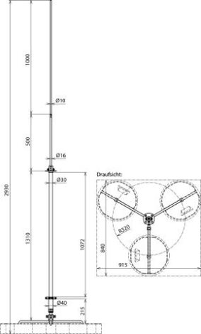 819287 Jímací stožár 30 pro vodič HVI-light SET s třínohým stativem L 2800mm 2