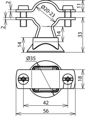 275259 Podpěra vedení HVI 20/23mm nerez M8 s plastovou podložkou 2