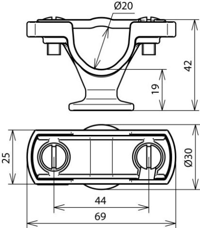 275220 podpěra vedení HVI /CUI/plast 20/M8/6,5mm 2