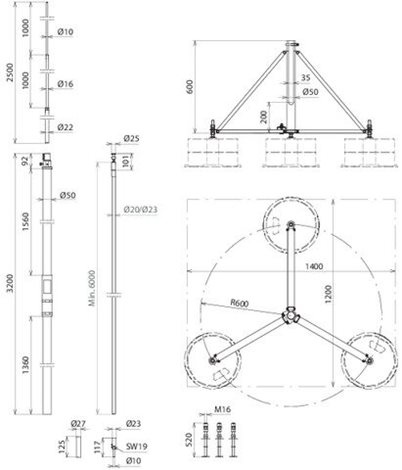 819383 HVI-SET -jímač 3200/2500mm + 6m HVIlong šedé 23mm+trojnožka 2