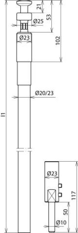 819223 Vodič HVI L6m  D23 šedý do trubky s jímačem 2