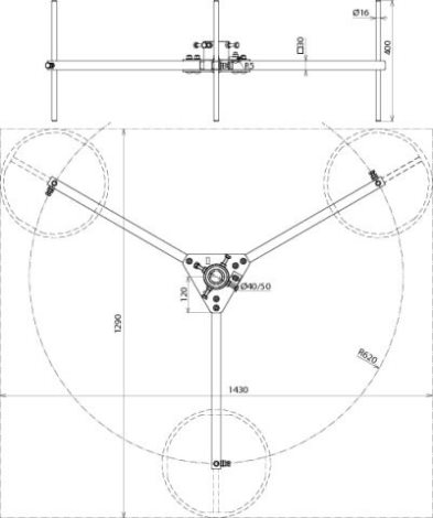 105351 trojnožka sklopná pro jímač GFK pr.50mm radius 620mm 2