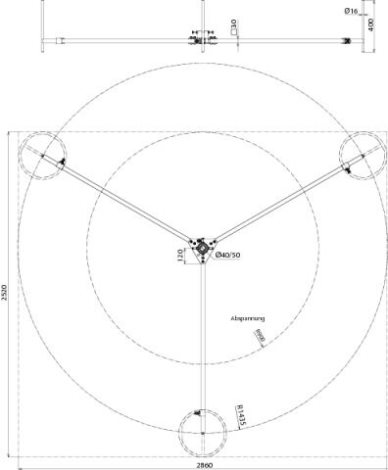 105201 trojnožka sklopná pro jímač GFK pr.50mm radius 1435mm 2
