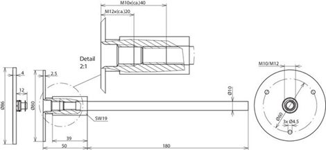 478019 uzemňovací bod M závit M10/12 niro/niro s připoj.osou 2