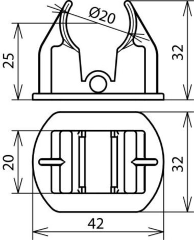 253026 držák/adaptér pro vodič HVI Rd20mm plast 2
