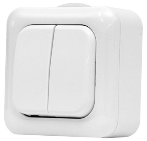 134.21902.B Dvoupólový spínač na povrch  č.5 IP44 bílý, 250V~ 50Hz/10A 1