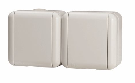 134.22922.BB Zásuvka dvojitá s plným víčkem IP44 bílá, 250V~ 50Hz/16A 1