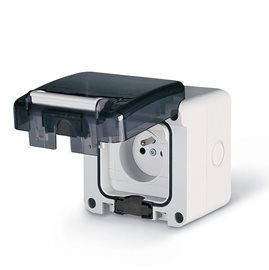 137.6411 PROTECTA IP66 - zásuvka jednoduchá 16A,250V pro montáž na omítku (včetně krabice)